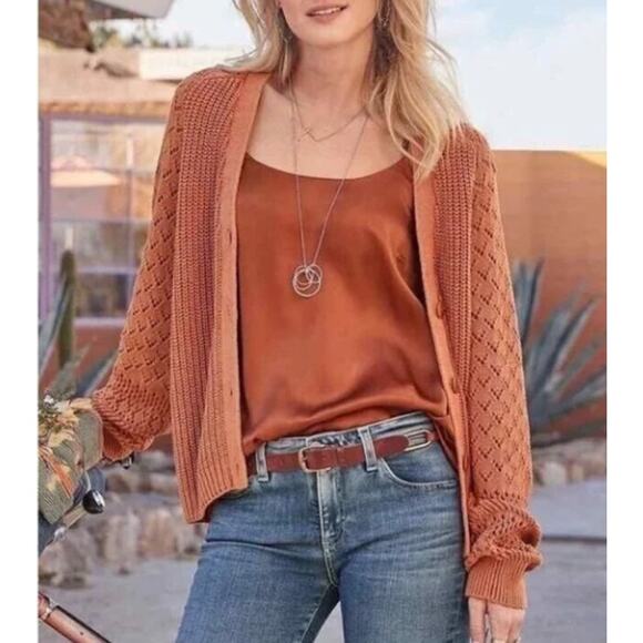 Sundance My Darling Pointelle Knit Cardigan Sweater Size S Feminine Autumnal - Picture 1 of 14